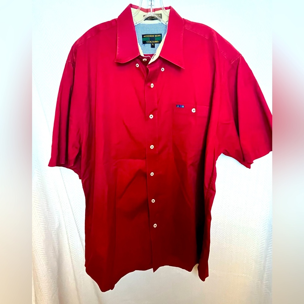 Vintage Alexander Julian Colours Y2K Men's short sleeve RED dress Shirt XL 90s